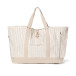 Strandväska Organic Herringbone beige/vit rand