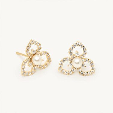 Elise Örhänge Ivory Pearl Gold